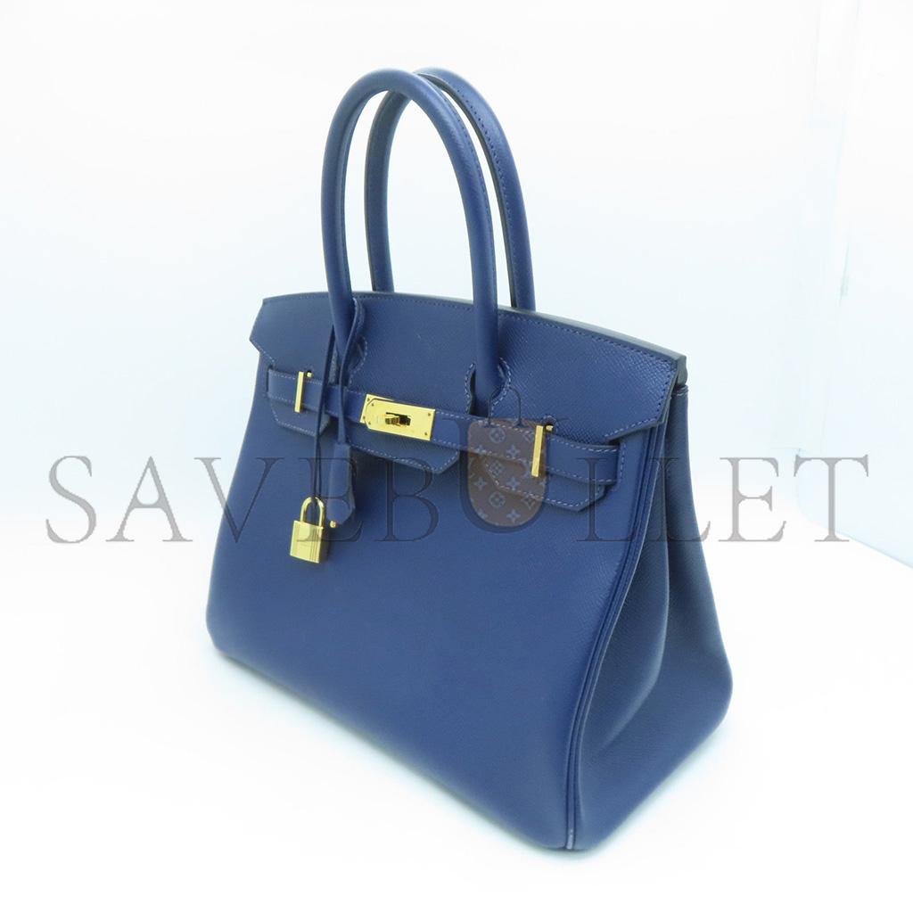 H**mes birkin 25 swift leather agate blue gold buckle h049362ck23 (25*20*13cm)